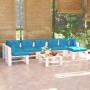 8-piece pallet garden furniture with pine wood cushions by vidaXL, Garden sets - Ref: Foro24-3066330, Price: 571,13 €, Discou...