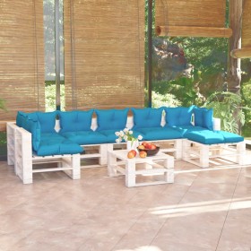 8-piece pallet garden furniture with pine wood cushions by vidaXL, Garden sets - Ref: Foro24-3066330, Price: 571,99 €, Discou...