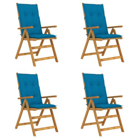 Reclining garden chairs 4 pcs solid acacia wood cushions by vidaXL, Garden chairs - Ref: Foro24-3065366, Price: 317,99 €, Dis...