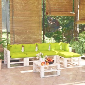 Garden furniture made of 6-piece pallets and pine wood cushions by vidaXL, Garden sets - Ref: Foro24-3066320, Price: 471,36 €...