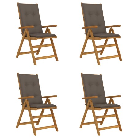 Reclining garden chairs 4 pcs solid acacia wood cushions by vidaXL, Garden chairs - Ref: Foro24-3065370, Price: 353,28 €, Dis...