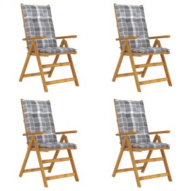 Reclining garden chairs 4 pcs solid acacia wood cushions by vidaXL, Garden chairs - Ref: Foro24-3065376, Price: 364,99 €, Dis...