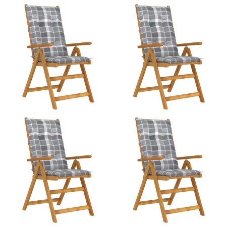 Reclining garden chairs 4 pcs solid acacia wood cushions by vidaXL, Garden chairs - Ref: Foro24-3065376, Price: 364,99 €, Dis...