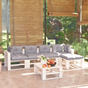 Garden furniture made of 6-piece pallets and pine wood cushions by vidaXL, Garden sets - Ref: Foro24-3066314, Price: 445,99 €...