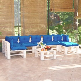 8-piece pallet garden furniture with pine wood cushions by vidaXL, Garden sets - Ref: Foro24-3066334, Price: 571,99 €, Discou...