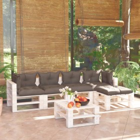 Garden furniture made of 6-piece pallets and pine wood cushions by vidaXL, Garden sets - Ref: Foro24-3066311, Price: 467,99 €...