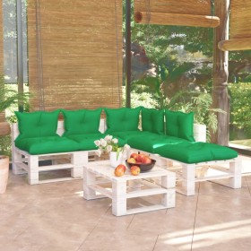 Garden furniture made of 6-piece pallets and pine wood cushions by vidaXL, Garden sets - Ref: Foro24-3066301, Price: 436,99 €...