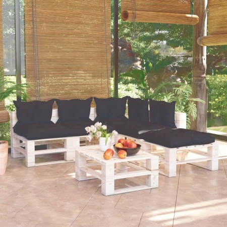 Garden furniture made of 6-piece pallets and pine wood cushions by vidaXL, Garden sets - Ref: Foro24-3066294, Price: 421,99 €...