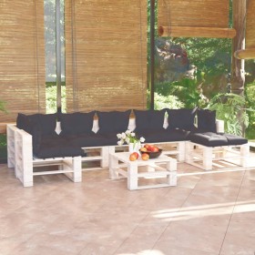 Muebles de jardín de palets 8 pzas con cojines madera de pino de vidaXL, Conjuntos de jardín - Ref: Foro24-3066324, Precio: 5...