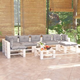 8-piece pallet garden furniture with pine wood cushions by vidaXL, Garden sets - Ref: Foro24-3066329, Price: 550,99 €, Discou...