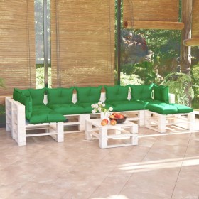 8-piece pallet garden furniture with pine wood cushions by vidaXL, Garden sets - Ref: Foro24-3066331, Price: 571,99 €, Discou...