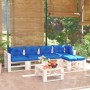 Garden furniture made of 6-piece pallets and pine wood cushions by vidaXL, Garden sets - Ref: Foro24-3066319, Price: 471,36 €...