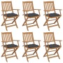 6 pcs folding garden chairs and solid acacia wood cushions by vidaXL, Garden chairs - Ref: Foro24-3065476, Price: 339,27 €, D...