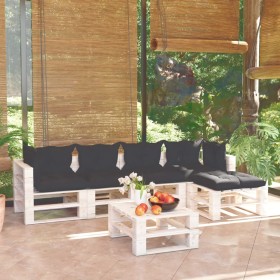 Garden furniture made of 6-piece pallets and pine wood cushions by vidaXL, Garden sets - Ref: Foro24-3066309, Price: 443,55 €...