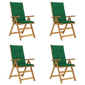 Reclining garden chairs 4 pcs solid acacia wood cushions by vidaXL, Garden chairs - Ref: Foro24-3065367, Price: 345,99 €, Dis...