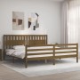 Honey brown solid wood bed frame and headboard 200x200 cm by vidaXL, Beds and slatted bases - Ref: Foro24-3194334, Price: 181...