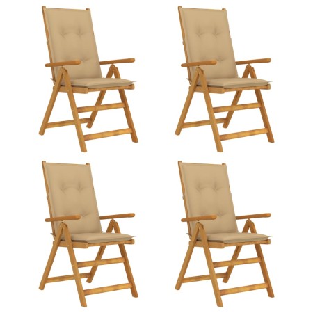 Reclining garden chairs 4 pcs solid acacia wood cushions by vidaXL, Garden chairs - Ref: Foro24-3065365, Price: 322,65 €, Dis...