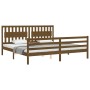 Honey brown solid wood bed frame and headboard 200x200 cm by vidaXL, Beds and slatted bases - Ref: Foro24-3194334, Price: 181...