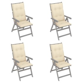 Reclining garden chairs 4 pcs solid acacia wood cushions by vidaXL, Garden chairs - Ref: Foro24-3065394, Price: 307,99 €, Dis...