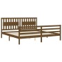 Estructura cama y cabecero madera maciza marrón miel 200x200 cm de vidaXL, Camas y somieres - Ref: Foro24-3194334, Precio: 18...