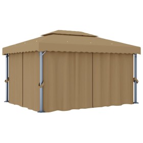 Gazebo with gray taupe aluminum curtain 4x3 m by vidaXL, Tents and gazebos - Ref: Foro24-3067050, Price: 545,94 €, Discount: %