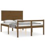 Estructura cama y cabecero madera maciza marrón miel 140x190 cm de vidaXL, Camas y somieres - Ref: Foro24-3195464, Precio: 15...