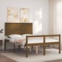 Honey brown solid wood bed frame and headboard 140x190 cm by vidaXL, Beds and slatted bases - Ref: Foro24-3195464, Price: 155...