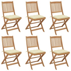 6 pcs folding garden chairs and solid acacia wood cushions by vidaXL, Garden chairs - Ref: Foro24-3065505, Price: 326,99 €, D...