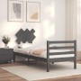 Estructura de cama con cabecero madera maciza gris 90x200 cm de vidaXL, Camas y somieres - Ref: Foro24-3195273, Precio: 98,14...