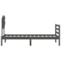 Gray solid wood bed frame with headboard 90x200 cm by vidaXL, Beds and slatted bases - Ref: Foro24-3195273, Price: 98,14 €, D...