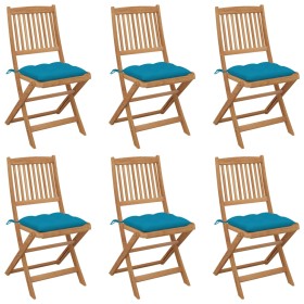 6 pcs folding garden chairs and solid acacia wood cushions by vidaXL, Garden chairs - Ref: Foro24-3065507, Price: 292,89 €, D...