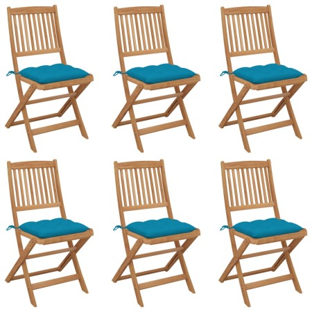 6 pcs folding garden chairs and solid acacia wood cushions by vidaXL, Garden chairs - Ref: Foro24-3065507, Price: 292,89 €, D...