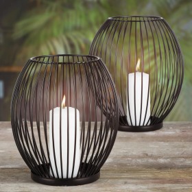 HI Set of 2 black candle holders by HI, Chandeliers - Ref: Foro24-435320, Price: 31,99 €, Discount: %