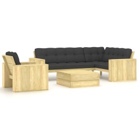 Garden furniture set with cushions 3 pieces impregnated pine by vidaXL, Garden sets - Ref: Foro24-3065762, Price: 814,11 €, D...