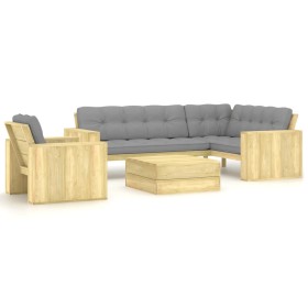 Garden furniture set with cushions 3 pieces impregnated pine wood by vidaXL, Garden sets - Ref: Foro24-3065763, Price: 766,99...