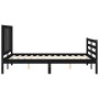 Double bed frame with black solid wood headboard by vidaXL, Beds and slatted bases - Ref: Foro24-3193830, Price: 136,99 €, Di...