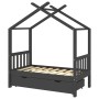 Estructura de cama infantil y cajón madera pino gris 70x140cm de vidaXL, Cunas y camas para niños - Ref: Foro24-322151, Preci...