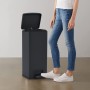 Mülleimer mit Anti-Fingerprint-Pedal 30L aus schwarzem Edelstahl von vidaXL, Mülltonnen und Mülltonnen - Ref: Foro24-149573, ...