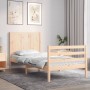 Bed frame with solid wood headboard 90x200 cm by vidaXL, Beds and slatted bases - Ref: Foro24-3194491, Price: 108,95 €, Disco...