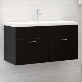 Armario para lavabo madera contrachapada negro 90x38,5x46 cm de vidaXL, Muebles de baño - Ref: Foro24-804666, Precio: 32,78 €...