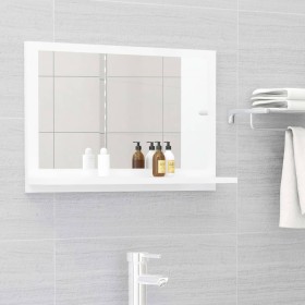 Glossy white plywood bathroom mirror 60x10.5x37 cm by vidaXL, bathroom vanities - Ref: Foro24-804568, Price: 32,72 €, Discoun...