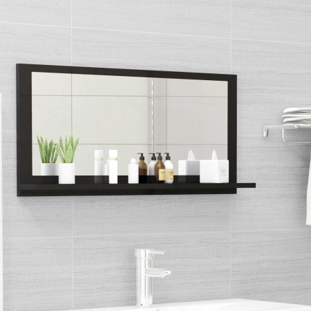 Glossy black plywood bathroom mirror 80x10.5x37 cm by vidaXL, bathroom vanities - Ref: Foro24-804578, Price: 30,99 €, Discoun...