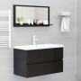 Espejo de baño madera contrachapada negro brillo 80x10,5x37 cm de vidaXL, Tocadores de baño - Ref: Foro24-804578, Precio: 30,...