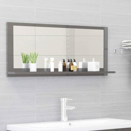 Bathroom mirror in glossy gray plywood 90x10.5x37 cm by vidaXL, bathroom vanities - Ref: Foro24-804588, Price: 30,99 €, Disco...