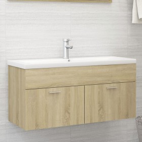 Armario para lavabo contrachapada color roble 100x38,5x46 cm de vidaXL, Muebles de baño - Ref: Foro24-804677, Precio: 37,99 €...