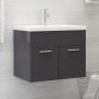 Armario para lavabo contrachapada gris brillo 60x38,5x46 cm de vidaXL, Muebles de baño - Ref: Foro24-804655, Precio: 39,97 €,...