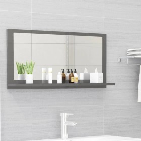 Glossy gray plywood bathroom mirror 80x10.5x37 cm by vidaXL, bathroom vanities - Ref: Foro24-804579, Price: 28,99 €, Discount: %