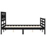 Double bed frame with black solid wood headboard by vidaXL, Beds and slatted bases - Ref: Foro24-3194415, Price: 145,18 €, Di...