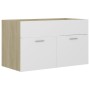 Armario para lavabo contrachapada blanco roble 80x38,5x46 cm de vidaXL, Muebles de baño - Ref: Foro24-804661, Precio: 31,21 €...