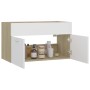 Armario para lavabo contrachapada blanco roble 80x38,5x46 cm de vidaXL, Muebles de baño - Ref: Foro24-804661, Precio: 31,99 €...